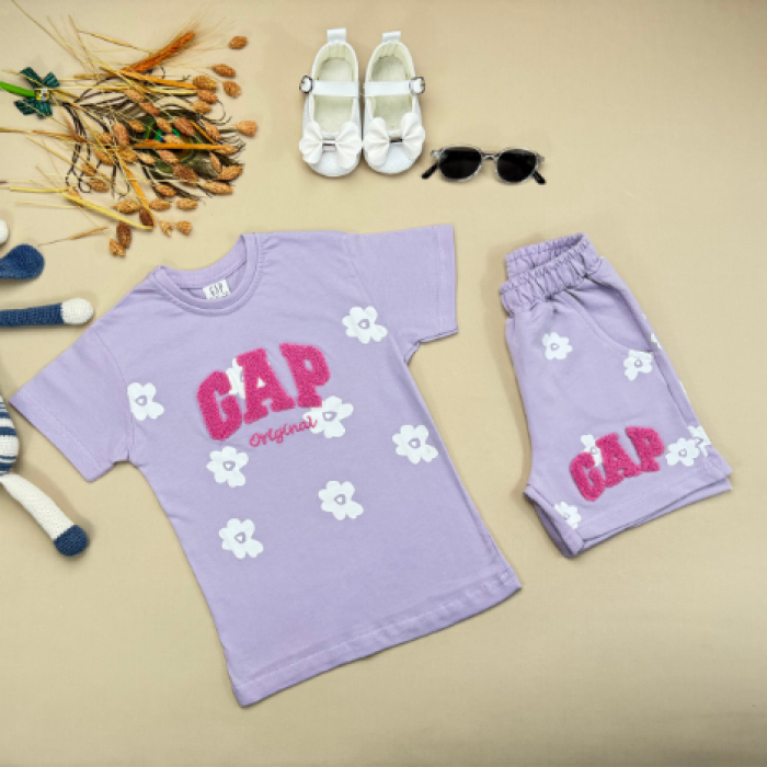 GAP MOR BEYAZ ÇİÇEK BASKILI ŞORTLU TAKIMIMIZ
