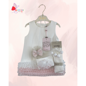 PUDRA FIRFIRLI TÜL KIZ BEBEK ELBİSESİ TAKIMI 